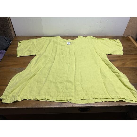 Match Point Womens Tunic Large Yellow Linen Oversized Lagenlook - Picture 1 of 8